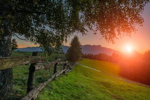 Fence with sunset photo