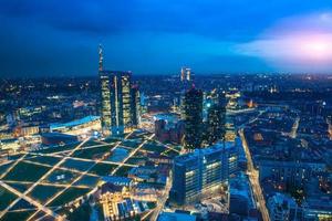 Milan skyline at sunset photo