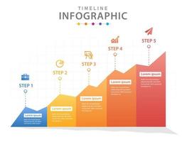 plantilla infográfica para negocios. Diagrama de línea de tiempo moderno de 5 pasos con gráficos, infografía vectorial de presentación. vector