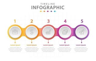 Infographic template for business. 5 Steps Timeline diagram with circles, presentation vector infographic.