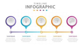 Infographic template for business. 5 steps Modern Timeline diagram with line circles, presentation vector infographic.