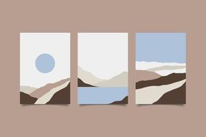 paisaje abstracto boho colección de portadas modernas de mediados de siglo vector