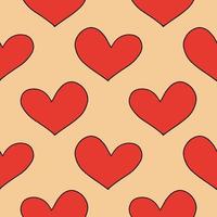Abstract seamless pattern with cute doodle hearts. Romantic background, wrapping paper. vector