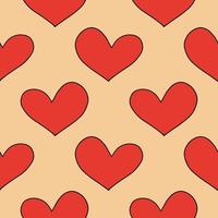 Abstract seamless pattern with cute doodle hearts. Romantic background, wrapping paper. vector