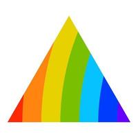 Cartoon triangle with rainbow texture in flat style isolated on white background. vector