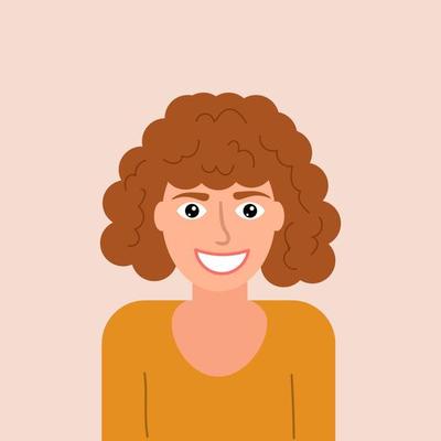 Cartoon happy young woman with curly hair in flat style isolated on yellow background. Avatar icon. 6716463 Vector Art at Vecteezy Cartoon happy young woman with curly hair in flat style isolated on yellow background. Avatar icon. 6716463 Vector Art at Vecteezy
