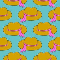 caricatura, garabato, hembra, sombrero, con, cinta, seamless, pattern. fondo de moda femenina. vector