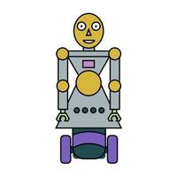 Cartoon doodle linear robot isolated on white background. vector