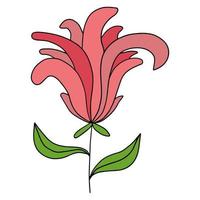 Colorful fantasy doodle cartoon flower isolated on white background. vector