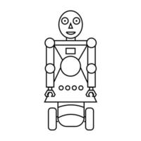 Cartoon doodle linear robot isolated on white background. vector