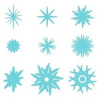 conjunto de copos de nieve azules. colección de estrellas sobre fondo blanco. vector