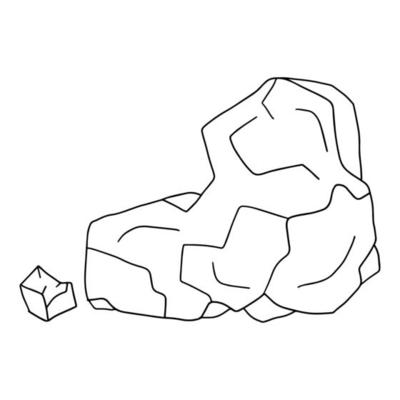 Cute cartoon doodle rock isolated on white background. Sketch of a stone.