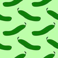 Cartoon doodle cucumber seamless pattern. Vegetable background. vector