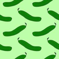 Cartoon doodle cucumber seamless pattern. Vegetable background. vector