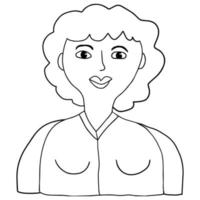 mujer de garabato dibujada a mano de dibujos animados lindo aislada sobre fondo blanco. gente. vector