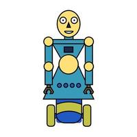 Cartoon doodle linear robot isolated on white background. vector