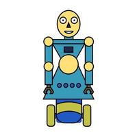 Cartoon doodle linear robot isolated on white background. vector