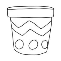 Cute cartoon doodle empty flowerpot isolated on white background. Sketch of a vase. vector