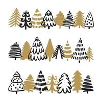 Christmas trees drawing by hand vector