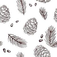 Hand drawing of forest, pine cones with twigs vector