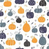 Hand drawing of multicolored pumpkins vector