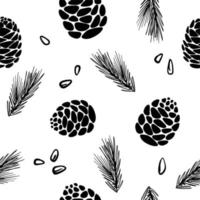 Hand drawing of forest, pine cones with twigs vector