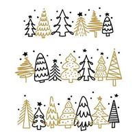 Christmas trees drawing by hand vector