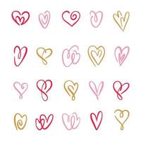 Different hearts drawn by hand vector