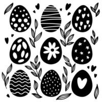 huevos de pascua dibujados por manos ott vector