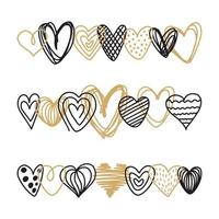 Different hearts drawn by hand vector