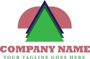 semi-circle logo with triangular layers of various colors. vector