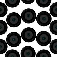 Vinyl records seamless pattern, musical elements on white background vector