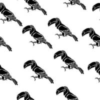 Toucan silhouette seamless pattern, outlines of a bird on a white background vector