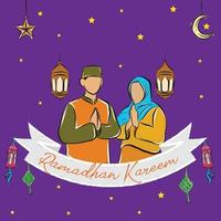 Happy ramadhan islamic background handrwan vector