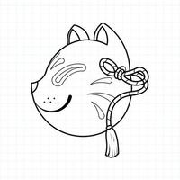 Japanese kitsune mask coloring page, Vector illustration eps.10