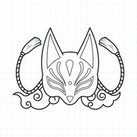 Japanese kitsune mask coloring page, Vector illustration eps.10