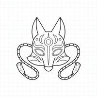 Japanese kitsune mask coloring page, Vector illustration eps.10