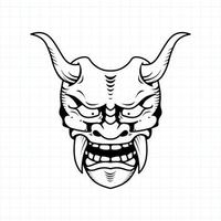 Hand drawn Japanese Oni demon mask coloring page, Vector illustration eps.10