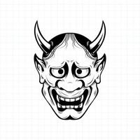 Hand drawn Japanese Oni demon mask coloring page, Vector illustration eps.10