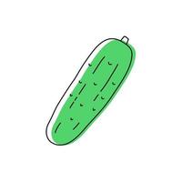 Doodle outline cucumber with spot. Vector illustration for packing