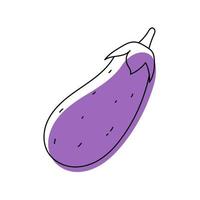 Doodle outline eggplant with spot. Vector illustration for packing