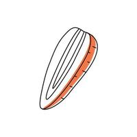 Doodle outline slice carrot with spot. Vector illustration for packing