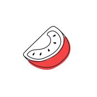 Doodle outline slice tomato with spot. Vector illustration for packing