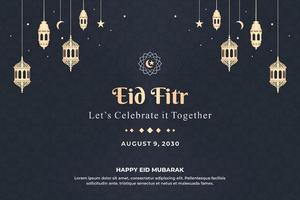Islamic Banner with Eid Fitr Greetings vector