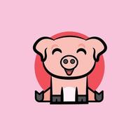 vector de cerdo lindo, eps, logotipo, diseño simple, rojo rosa