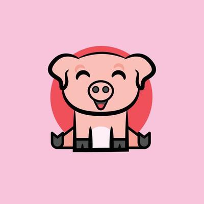 CUTE PIG VECTOR, EPS, LOGO, SIMPLE DESIGN, PINK RED