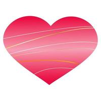 Red gradient heart with glitter stripes. vector