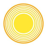 Shiny sun icon for weather design. Sunshine symbol happy yellow isolated sun vector illustration.