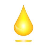 Falling drop of golden oil, juice, paint. Golden Oil drop isolated on white background. vector