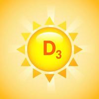 concepto de sol brillante vitamina d. banner para publicidad de vitamina d. ilustración vectorial vector
